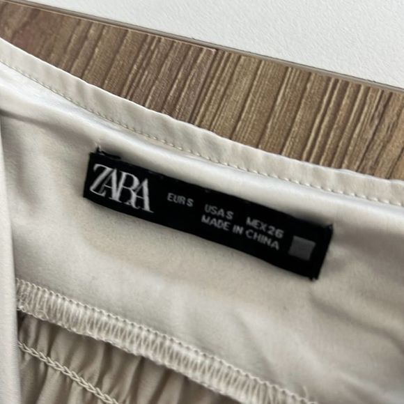 Zara slip dress gathered waist light silver size small - Picture 7 of 11